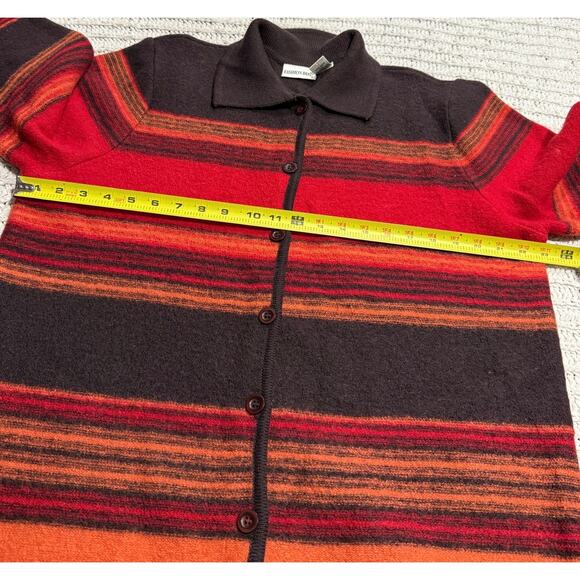VTG Y2K Fashion Bug Sweater Button Wool Womens Plus Size 1X Stripe Orange Brown - Picture 4 of 7